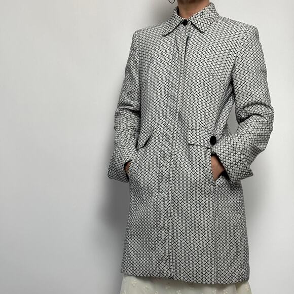 Artful Apt. 9 White and black Patterned Trench Coat | $ - Picture 2 of 8